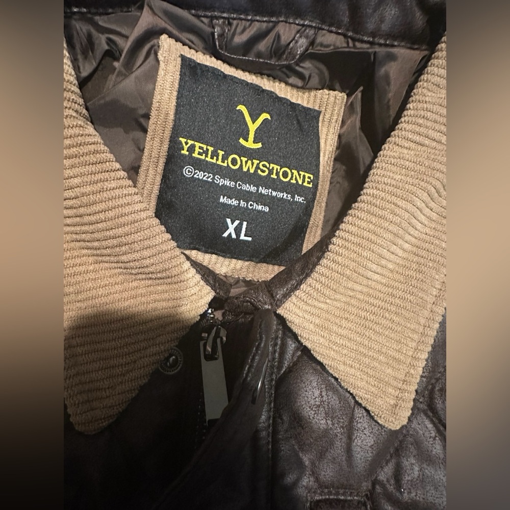 NWT Yellowstone Dutton Ranch faux leather Jacket Corduroy Collar size XL B310 - Picture 3 of 10